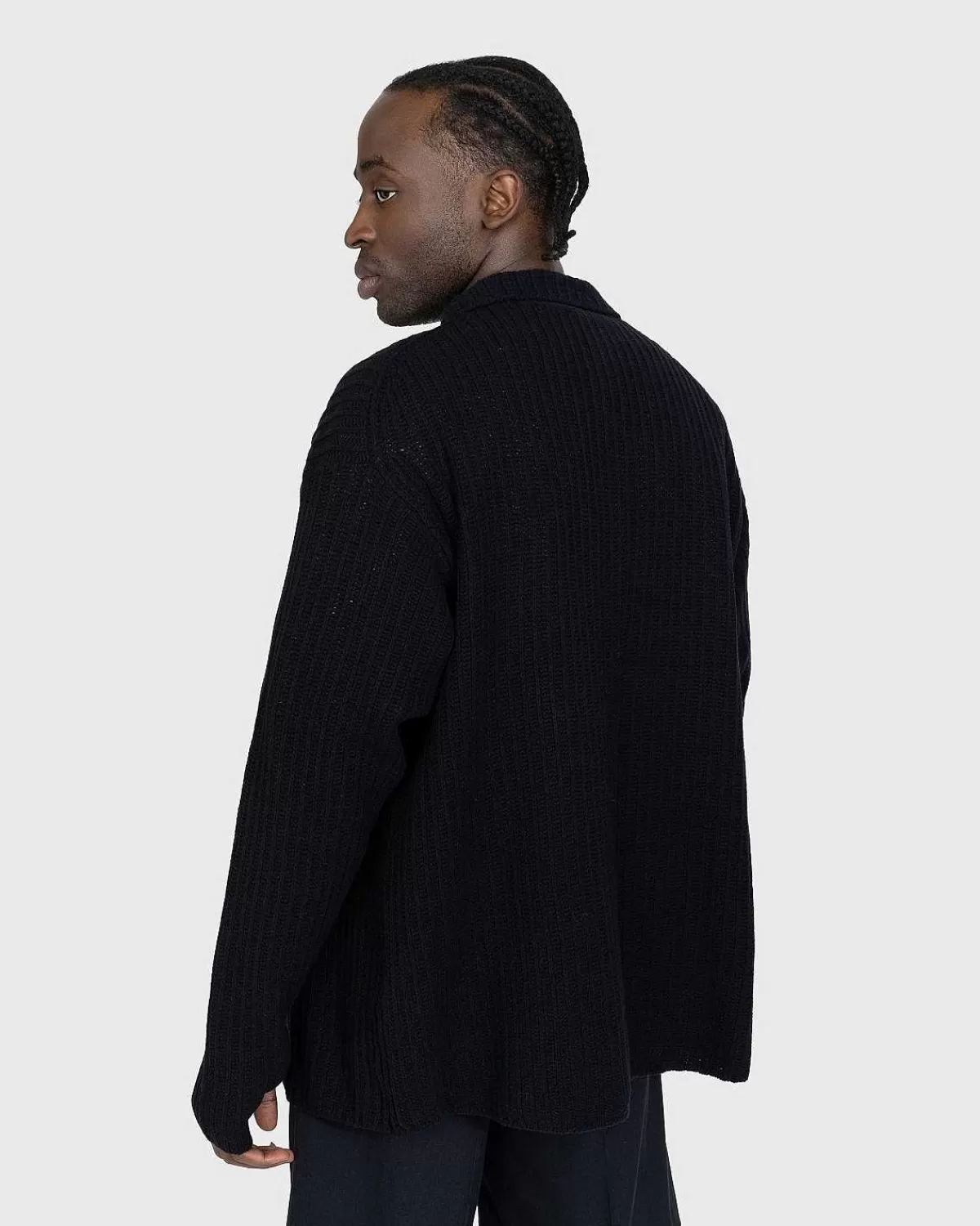 T-Shirts>Auralee Borstet Bomuldsuld Ribstrikket Skjorte Sort