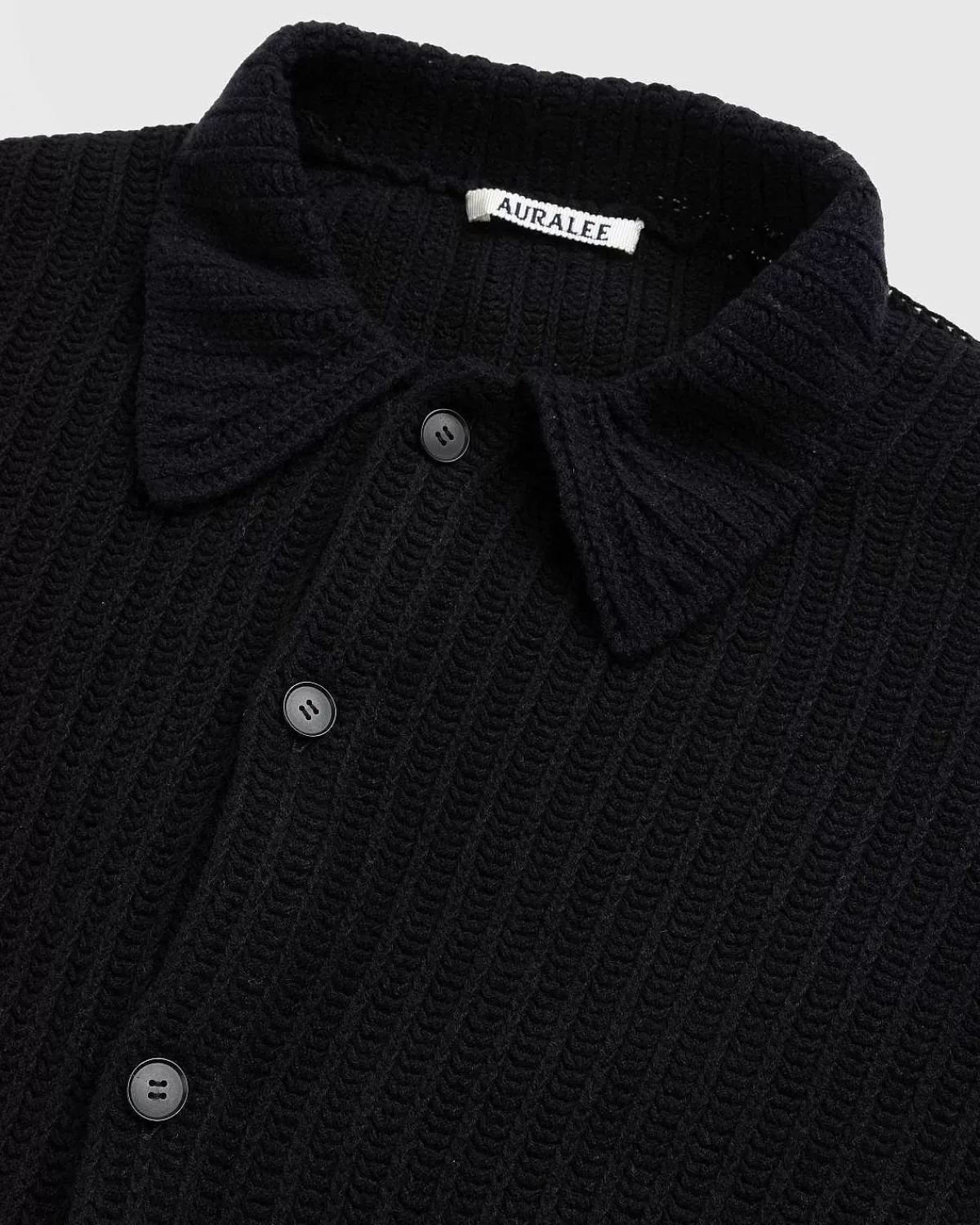 T-Shirts>Auralee Borstet Bomuldsuld Ribstrikket Skjorte Sort