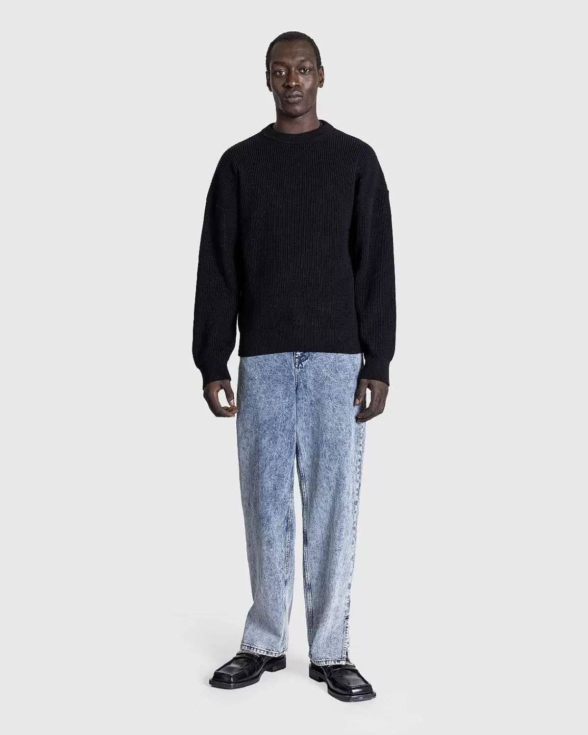 Strik>Marine Serre Core Knit Crewneck Pullover Sort