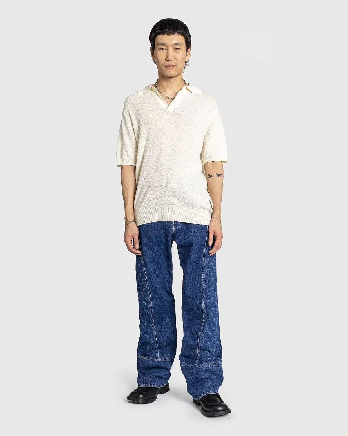 Bukser>Marine Serre Deadstock Denim Baggy Pants Bla