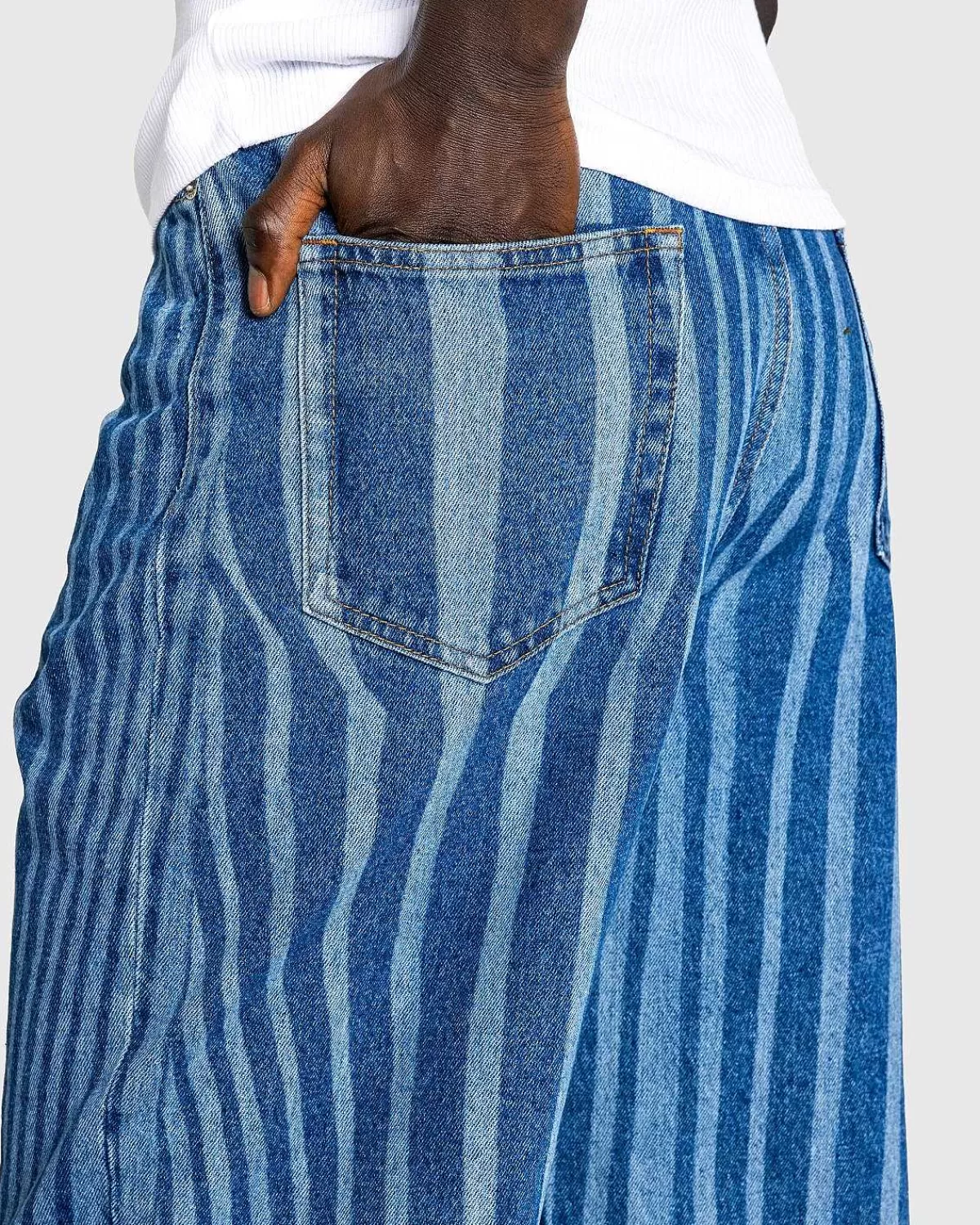 Bukser>Jean Paul Gaultier Denimbukser Med Laserprint Vintage Bla