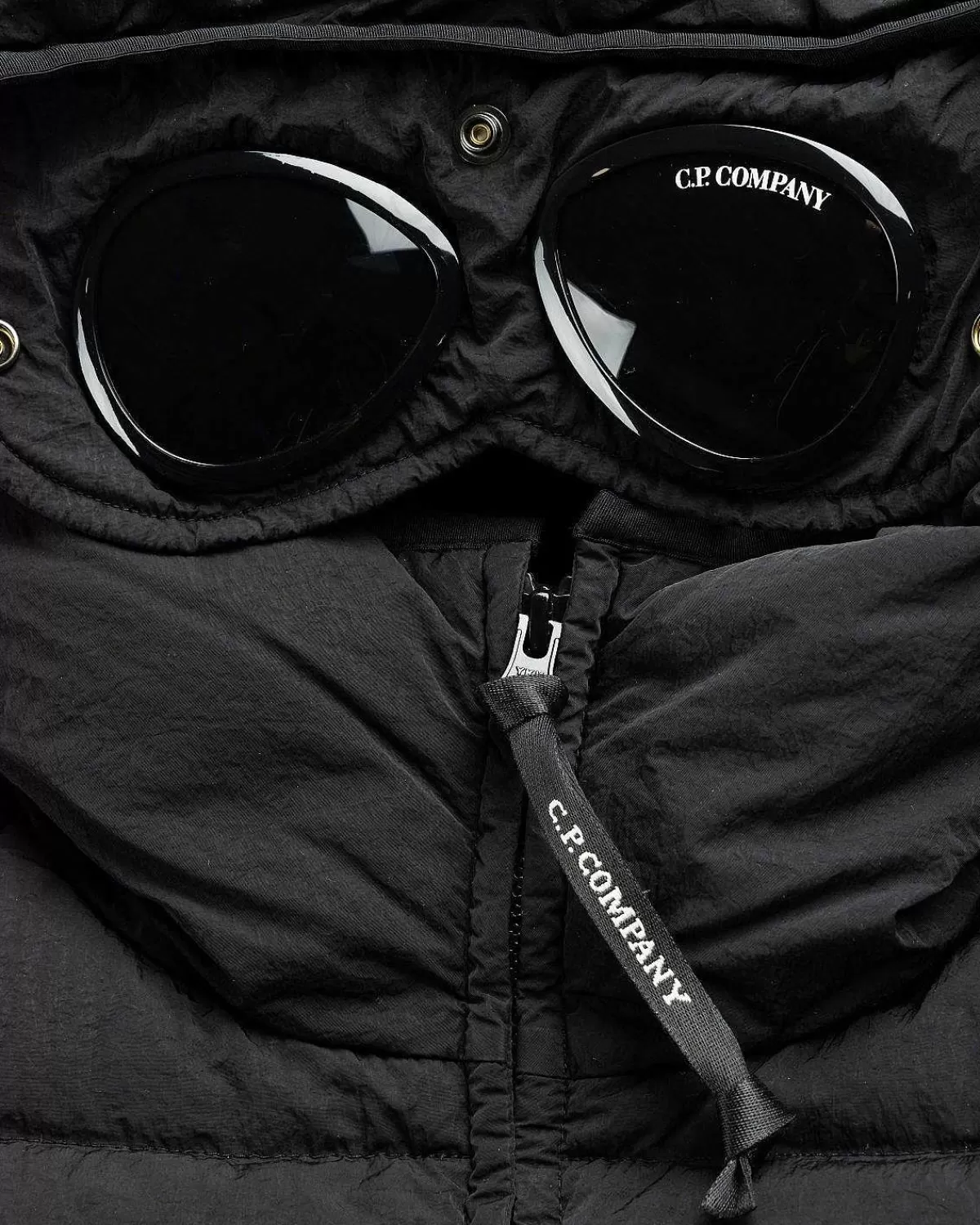 Overtøj>C.P. Company Eco-Chrome R Hooded Down Goggle Jacket Sort