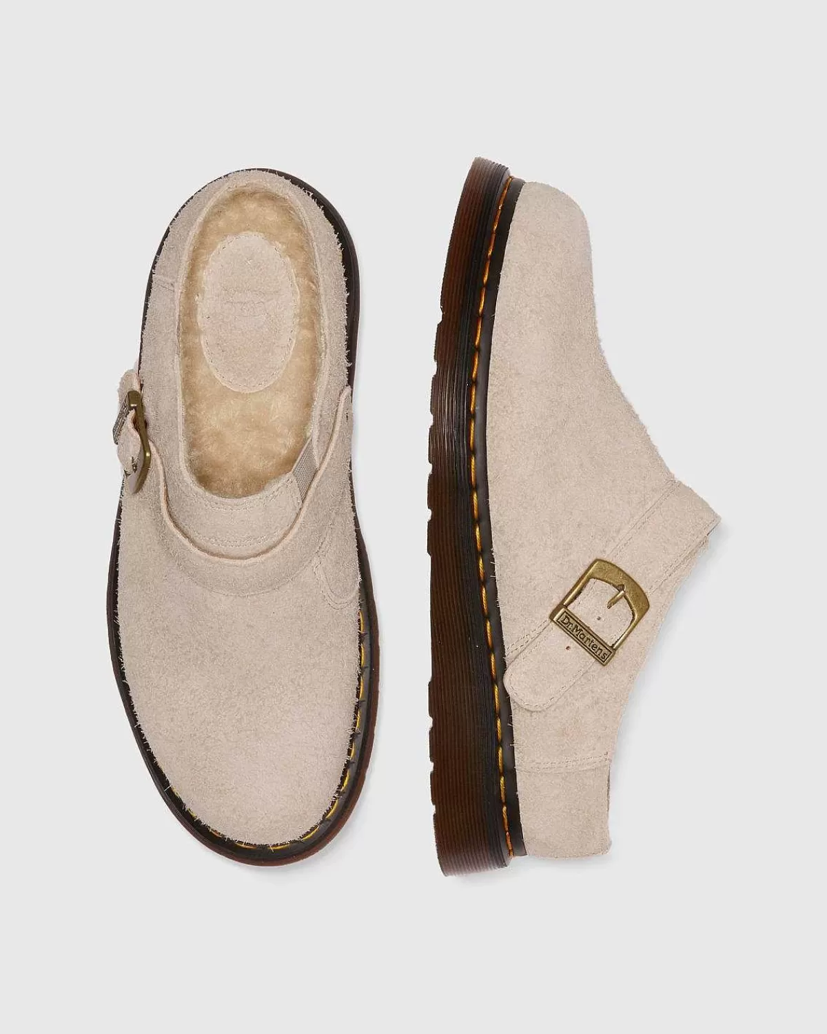 Sandaler>Dr. Martens Isham Vintage Taupe Lang Napped Ruskind