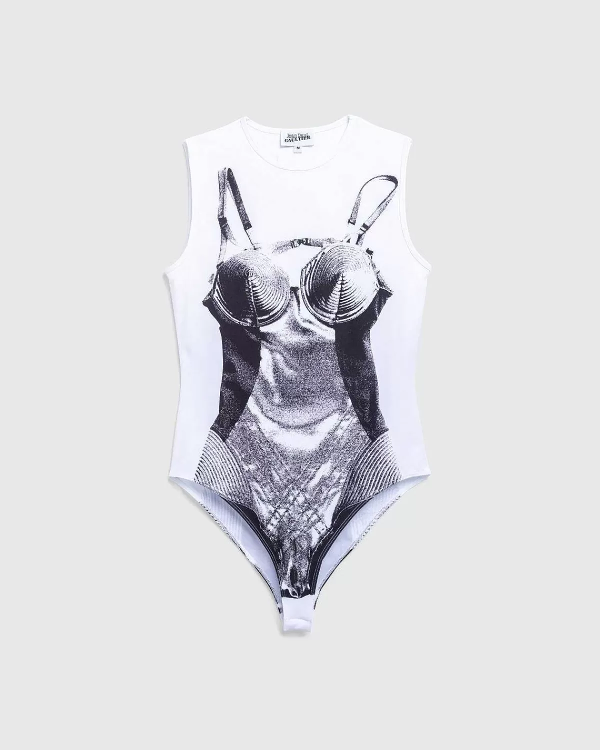 T-Shirts>Jean Paul Gaultier Jersey Body Printet Madonna Corset Trompe L'Oeil Hvid/Sort