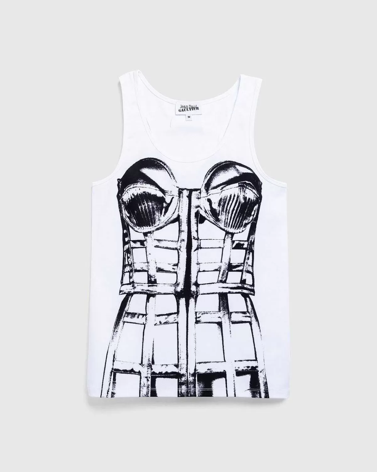 T-Shirts>Jean Paul Gaultier Jersey Top Trykt Cage Trompe L'Oeil Hvid/Sort