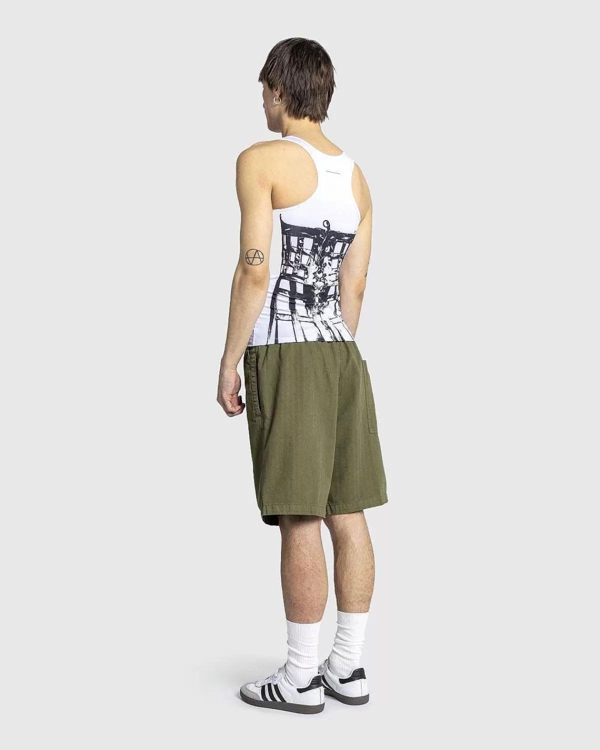 T-Shirts>Jean Paul Gaultier Jersey Top Trykt Cage Trompe L'Oeil Hvid/Sort