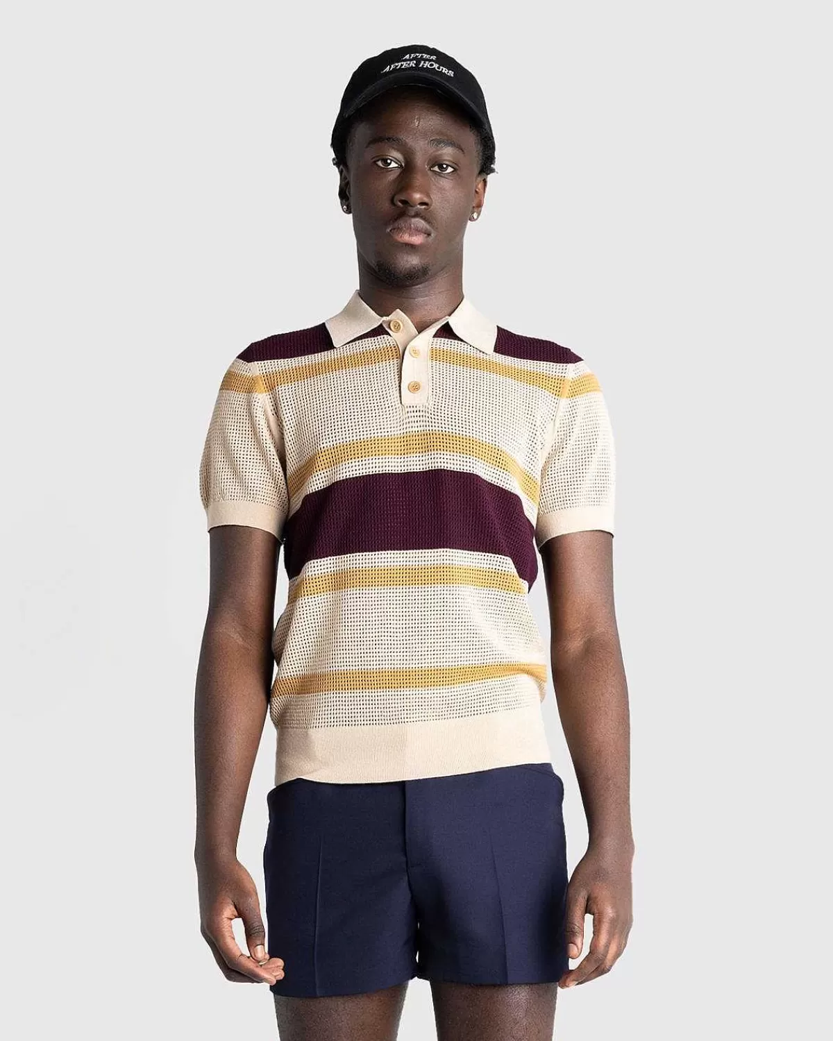 T-Shirts>Dries van Noten Mindo Strik Polo Beige/Striber
