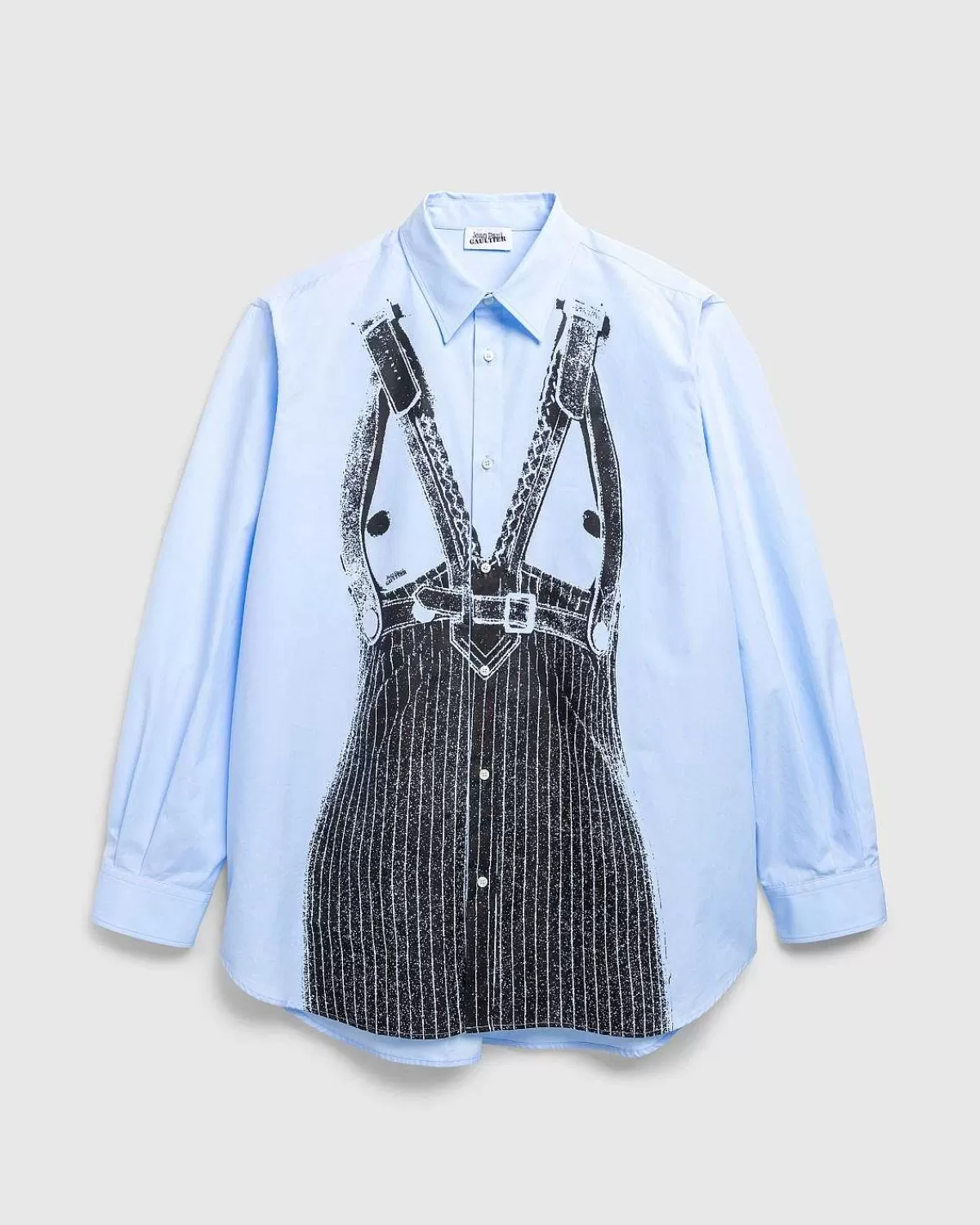 Skjorter>Jean Paul Gaultier Popeline Skjorte Trykt Madonna Trompe L'Oeil Baby Bla/Sort