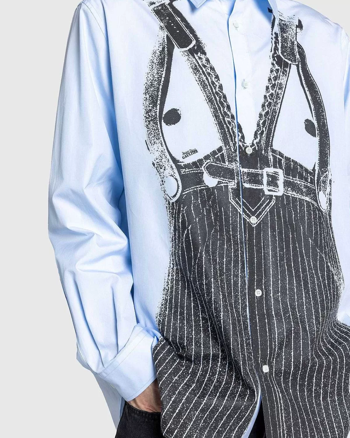 Skjorter>Jean Paul Gaultier Popeline Skjorte Trykt Madonna Trompe L'Oeil Baby Bla/Sort