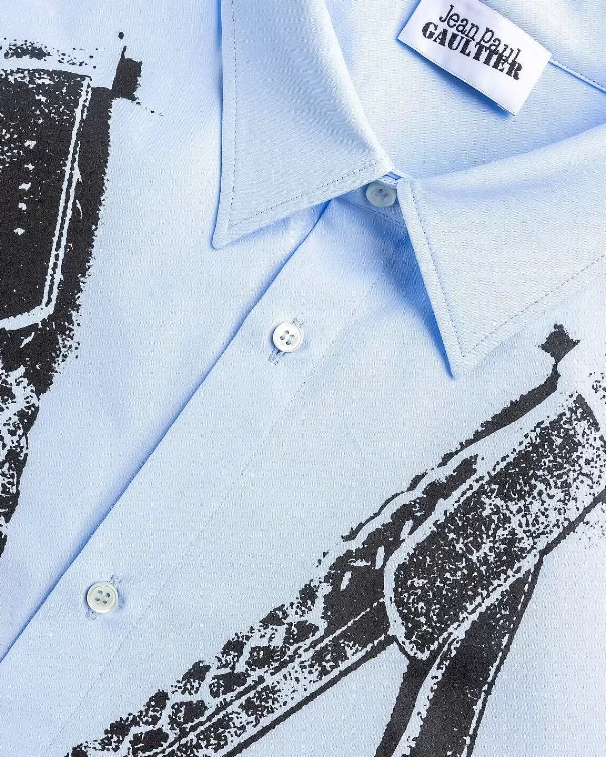 Skjorter>Jean Paul Gaultier Popeline Skjorte Trykt Madonna Trompe L'Oeil Baby Bla/Sort