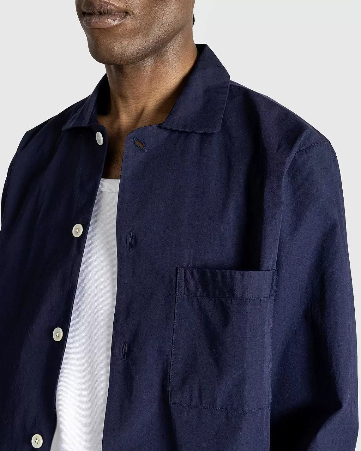 Undertøj>Tekla Poplin Pyjamasskjorte Aegte Marinebla