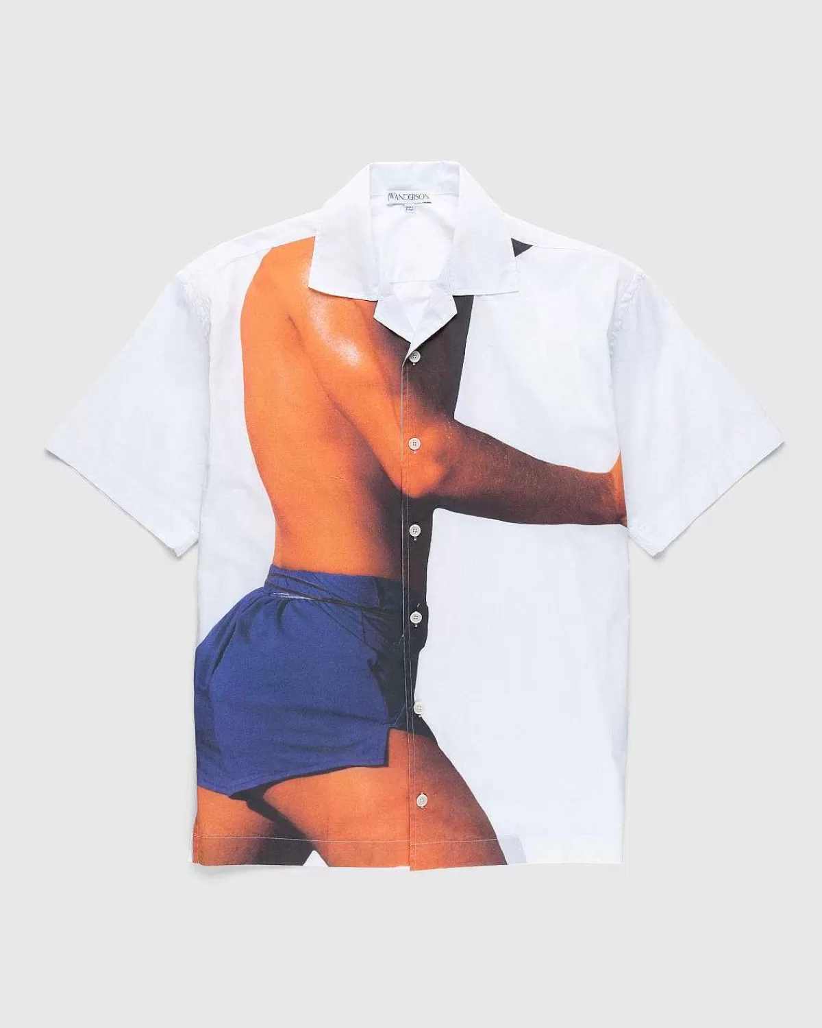 Skjorter>J.W. Anderson Profil Kortaermet Skjorte Med Studstryk Hvid