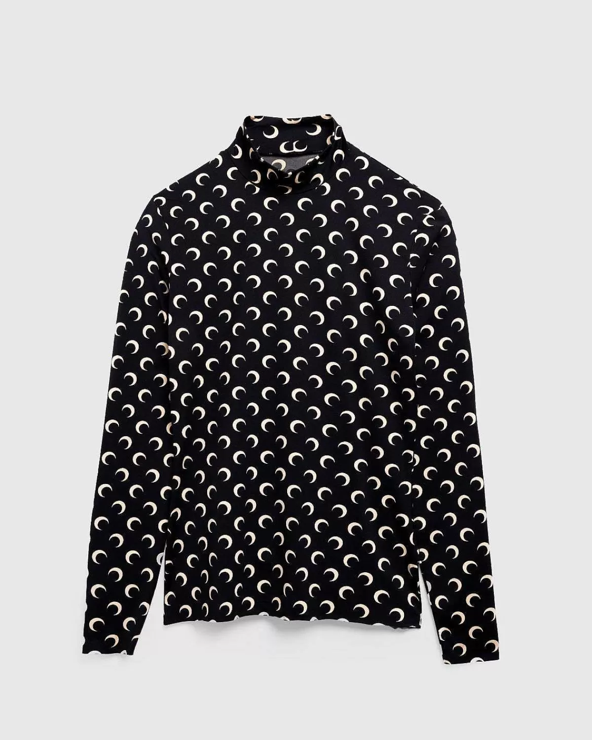 T-Shirts>Marine Serre Regenereret All Over Moon Jersey High Neck Second Skin Inverse Tan