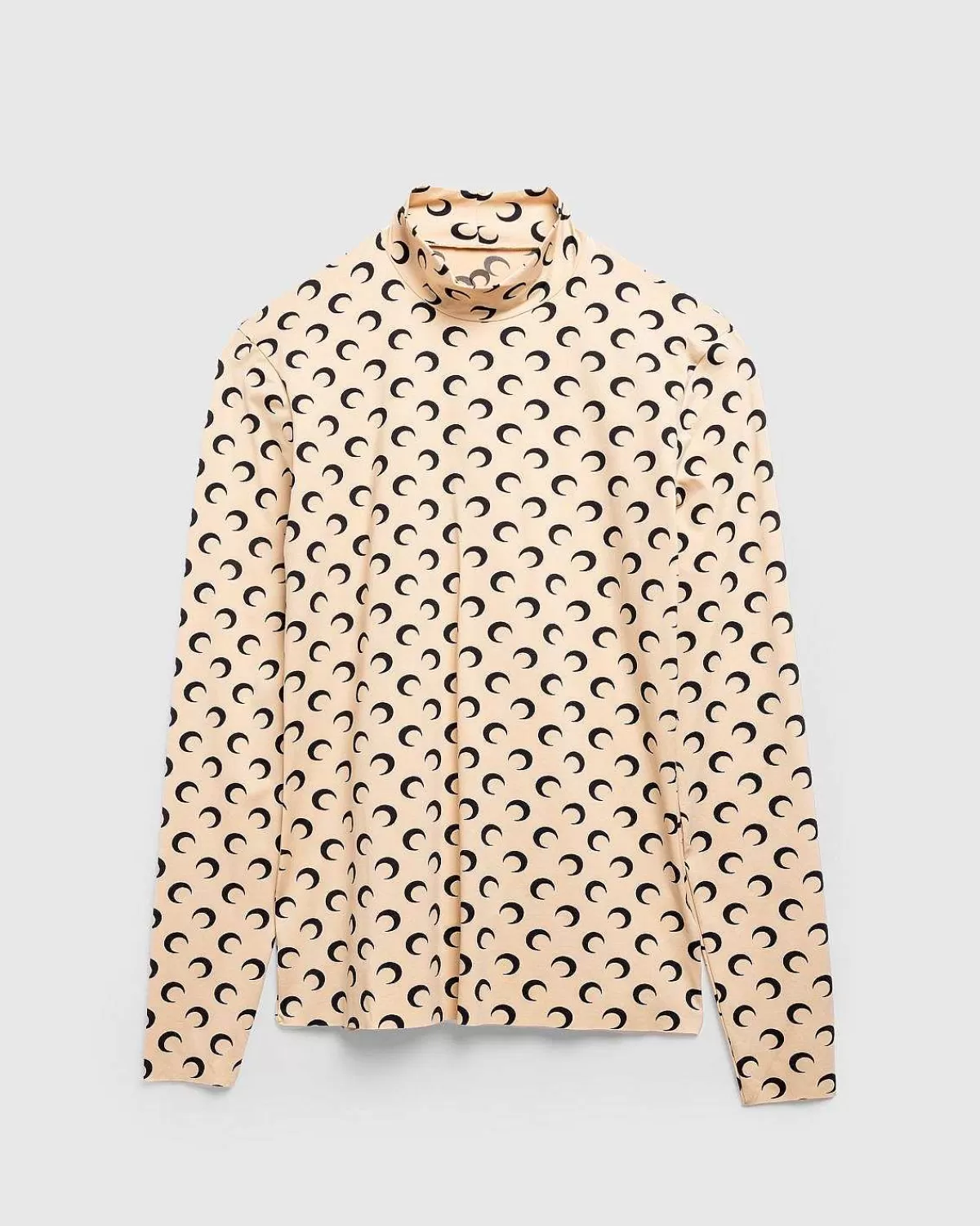 T-Shirts>Marine Serre Regenereret All Over Moon Jersey High Neck Second Skin Tan