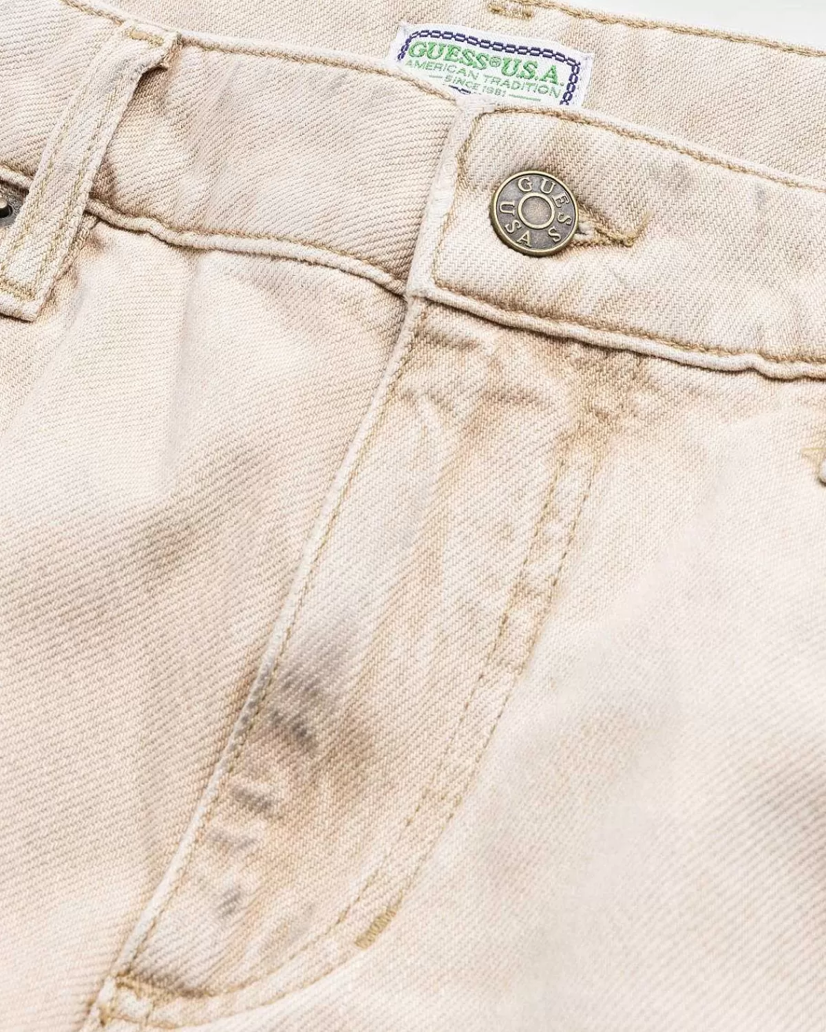 Bukser>Guess USA Vintage Denim Bukser Med Lige Ben Beige