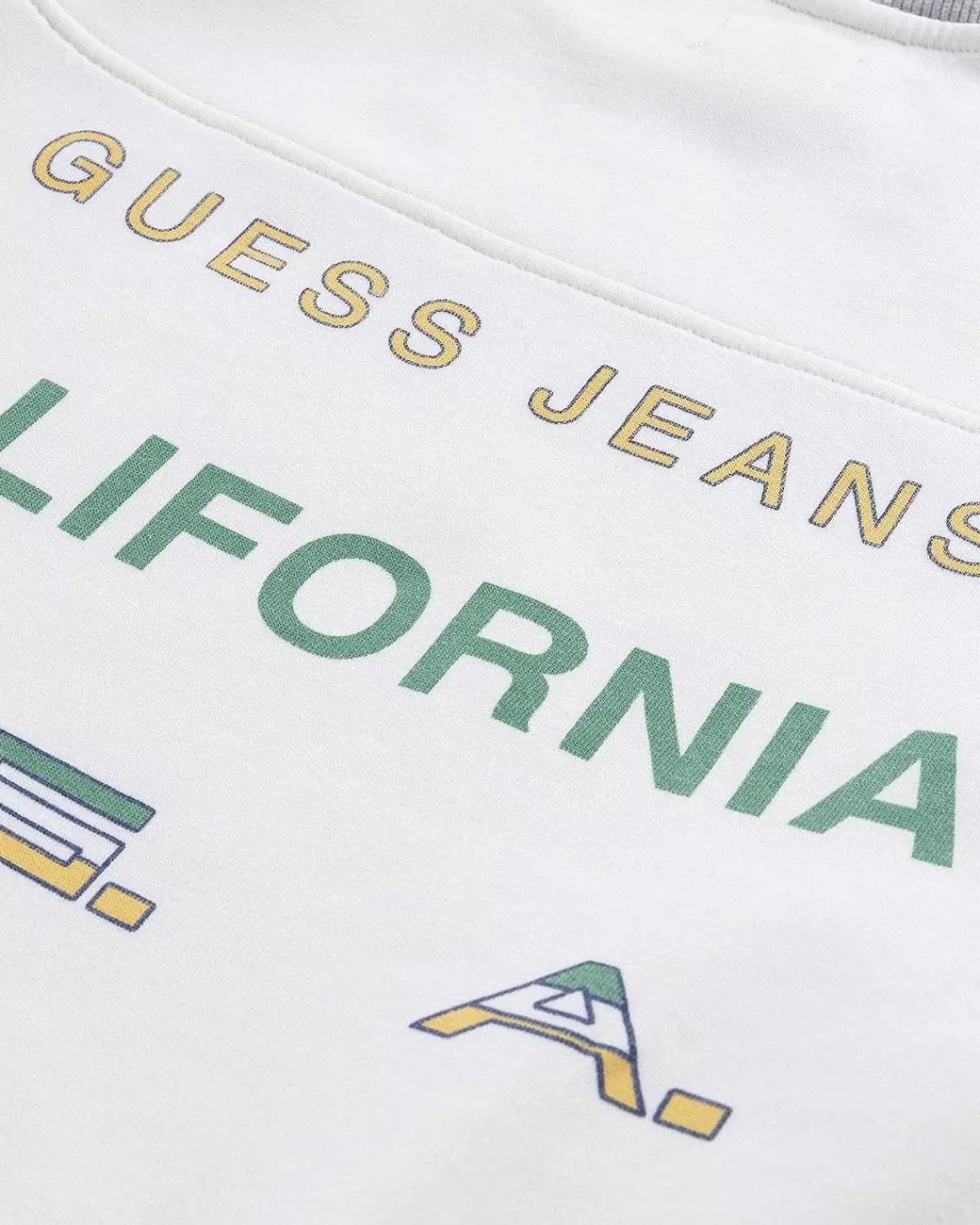 Sveder>Guess USA Vintage Logo Alabast Hvid Med Rund Hals